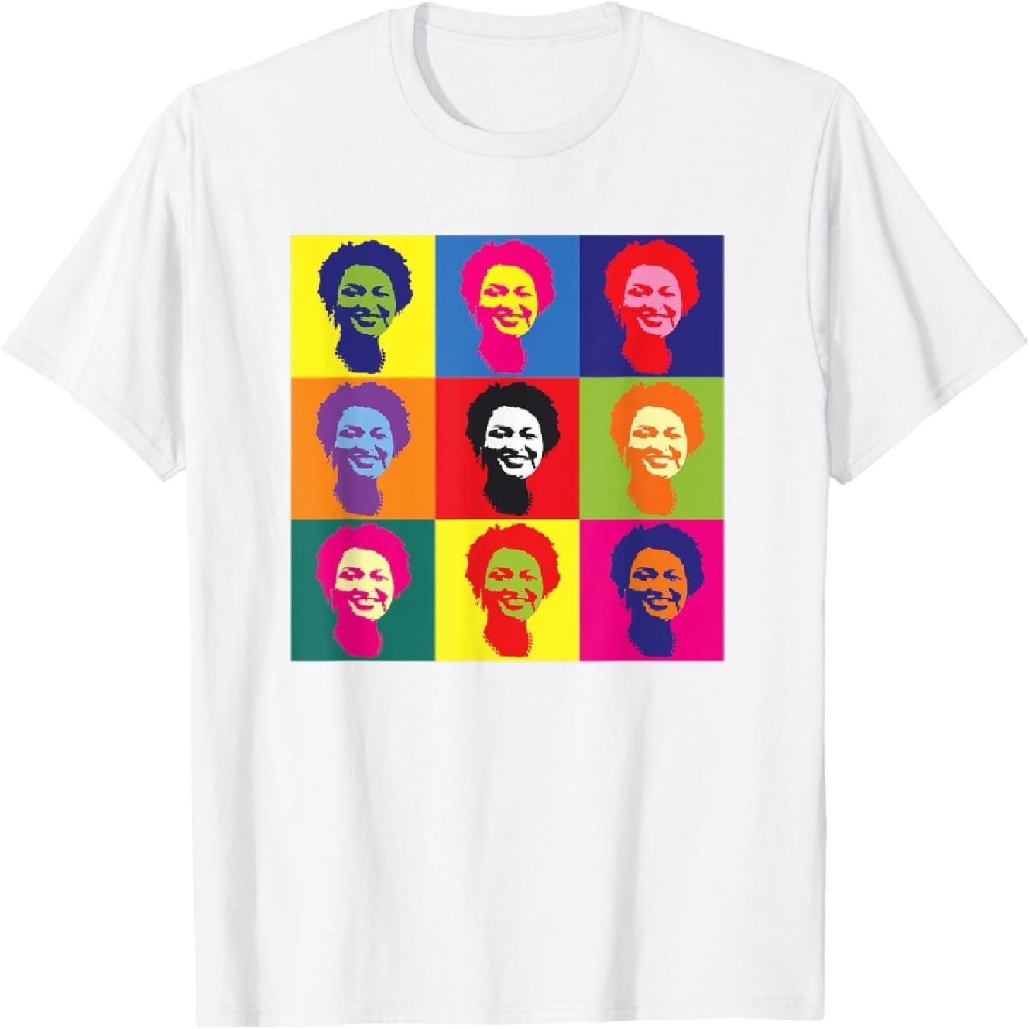 Stacey Abrams Progressive Georgia Portrait Pop Art T-Shirt(1) XXXXXL белый