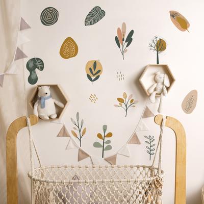 Vintage Künstlerische Blume Blatt Wandaufkleber Selbstklebend Abnehmbar für Schlafzimmer Wohnzimmer Kleiderschrank Heimdekoration