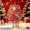 2D Flat Acrylic Red Gold Chinese Zodiac Goat Christmas Hanging Pendant Xmas Tree Ornament New Year Car Pendant