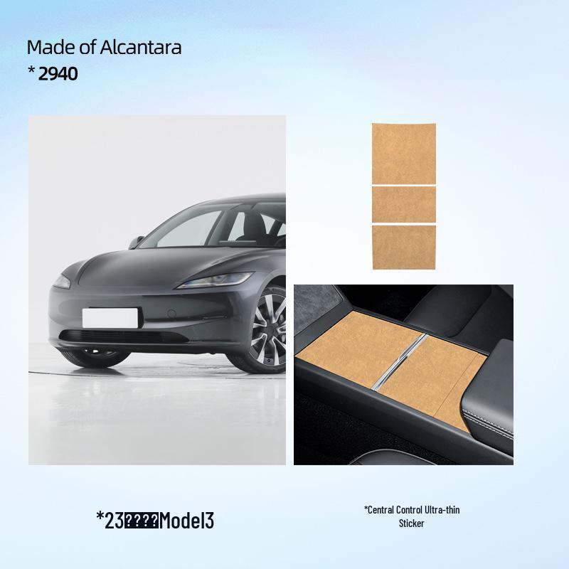 Tesla Model 3 Refresh Alcantara Suede Console Panel Cover