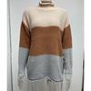 Autumn and Winter Long Sleeve Casual Plus Size Knitted Sweater Women Striped Turtleneck Pullover Sweaters Women Elegant Vintage Loose Knitwears 24956