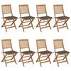 Folding Garden Chairs Set of 8 with Cushions Acacia Wood