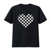 Womens Checkered Love Heart Black And White Plaid Distressed T Shirt Vintage Washed Comfortable Soft Designer Clothes Fashion