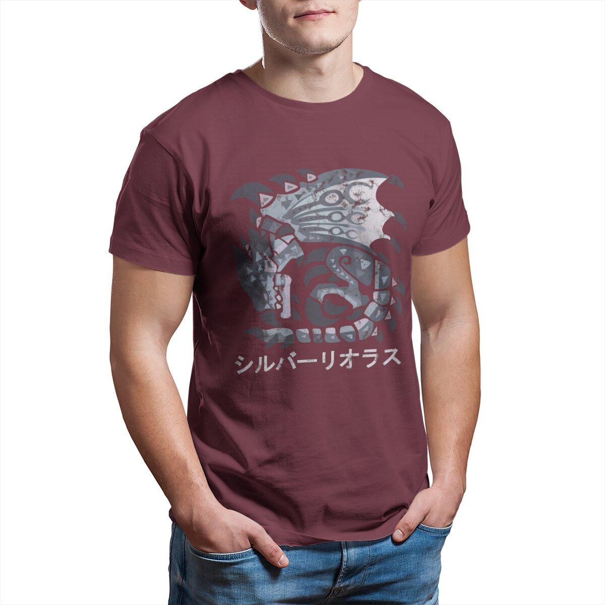 

Monster Hunter World Iceborne Silver Rathalos Kanji TShirts Men Novelty Pure Cotton Tee Shirt T Shirts Classic Tops One Piece 4XL