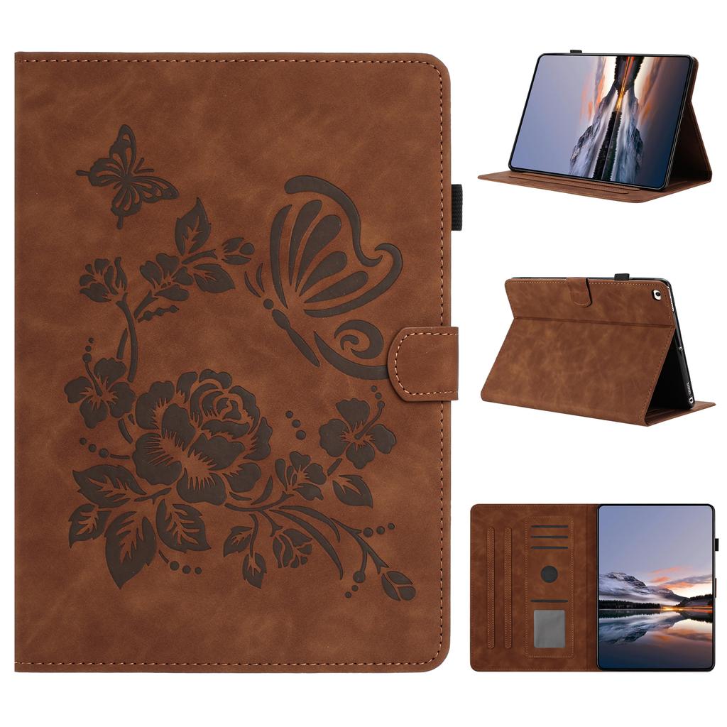 Tablet Case For iPad 9.7-inch (2018)/(2017)/Air 2/Air (2013) Card Holder Stand Butterfly Floral Imprinted Leather Cover