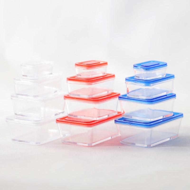 1:12 Dollhouse Fresh Keeping Box 4pcs Lunch Box DIY Kitchen Tableware Decoration