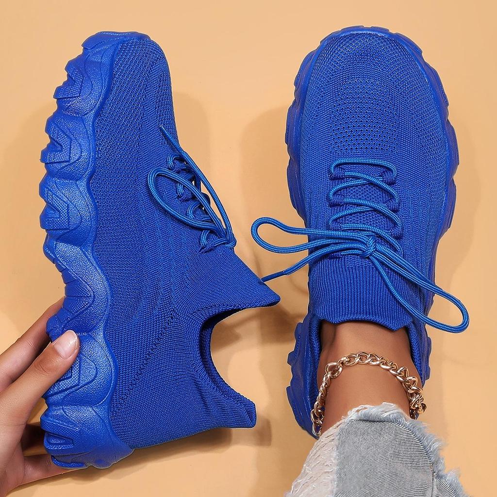 Różowe Sneakersy Wiosenne Damskie Buty Codzienne Oddychające Siateczkowe Sneakersy dla Kobiet Platforma Wsuwane Dzianinowe Skarpety Sneakersy Panie