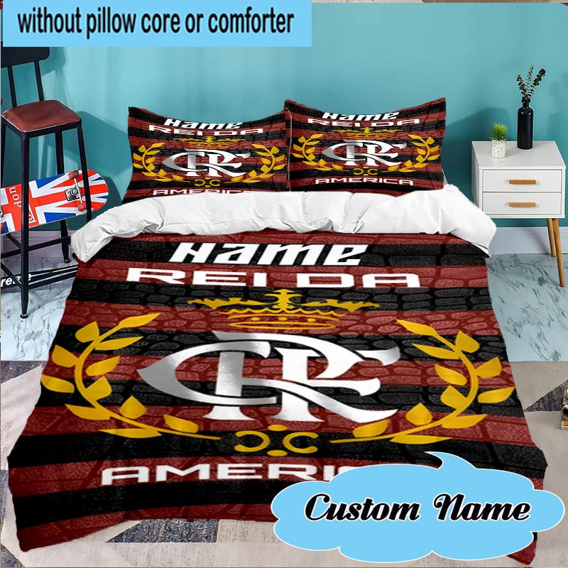 Custom Name Fluminense FC Crest Bedding Set 3pcs, Bedding Set Including 1pc Duvet Cover And 2pcs Pillowcases for Bedroom, Dormitory Gift