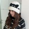 Cat Pattern Warm Knitted Beanie Hat Thick Warm Design Stretchy Beanie Hat Casual Wear