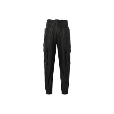 High-Waist Solid Color Casual Pants Women Bottoms Black CW6487-010