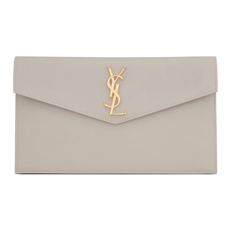 

New SAINT LAURENT UPTOWN Cow Leather Envelope Bag, Clutch Small Women s Vintage White 565739-1GF0J-9207 26.9*2.0*16.0CM