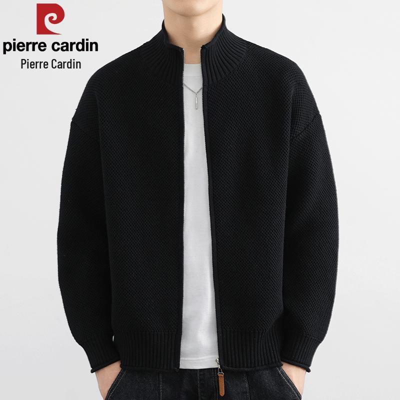 Pierre Cardin Men's Stand Collar Zipper Knit Cardigan Jacket