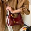 Fashionable Oil-wax Leather Hand-held Crescent-shaped Bag, A High-end Retro Niche Single-shoulder Crossbody Bag