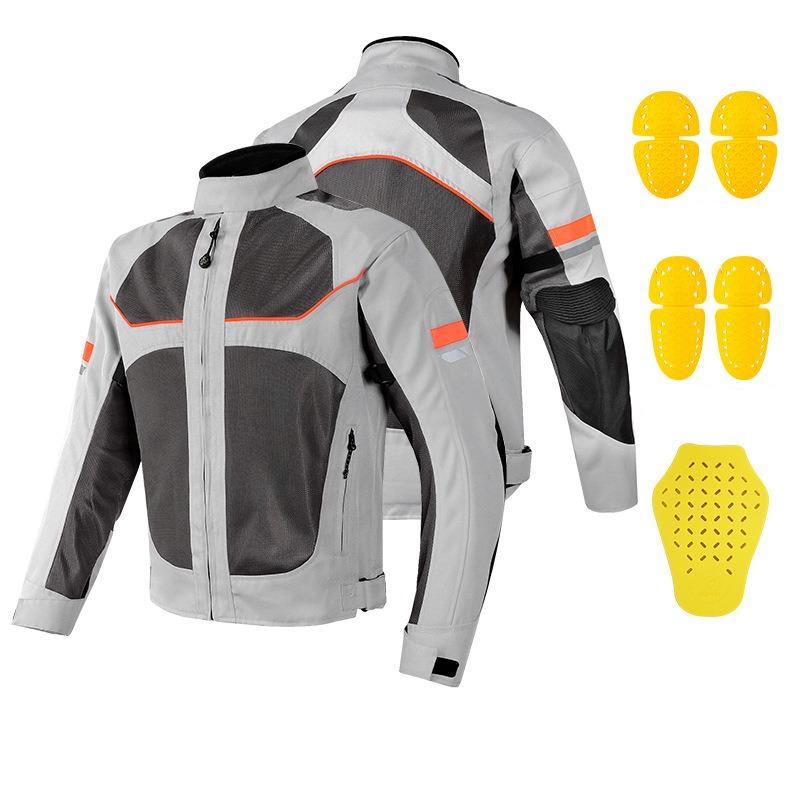 

Мотоциклетный костюм с сетчатой вентиляцией и воздухопроницаемостью, CE уровень 2, защита от падений, мотоциклетная гоночная экипировка для мотоциклистов для мужчин L серый