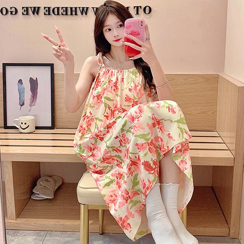 

Summer Nightgown: Long, Loose, Breathable, Casual Camisole Dress One Size (70-150 jin)