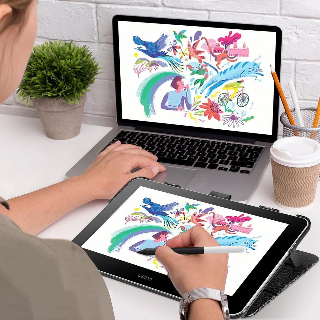 Fintie Wacom One Drawing Tablet Case, 13.3-inch Tri-Fold Stand, Lightweight Slim Shell Protective Cover for Wacom One Drawing Tablet, Black