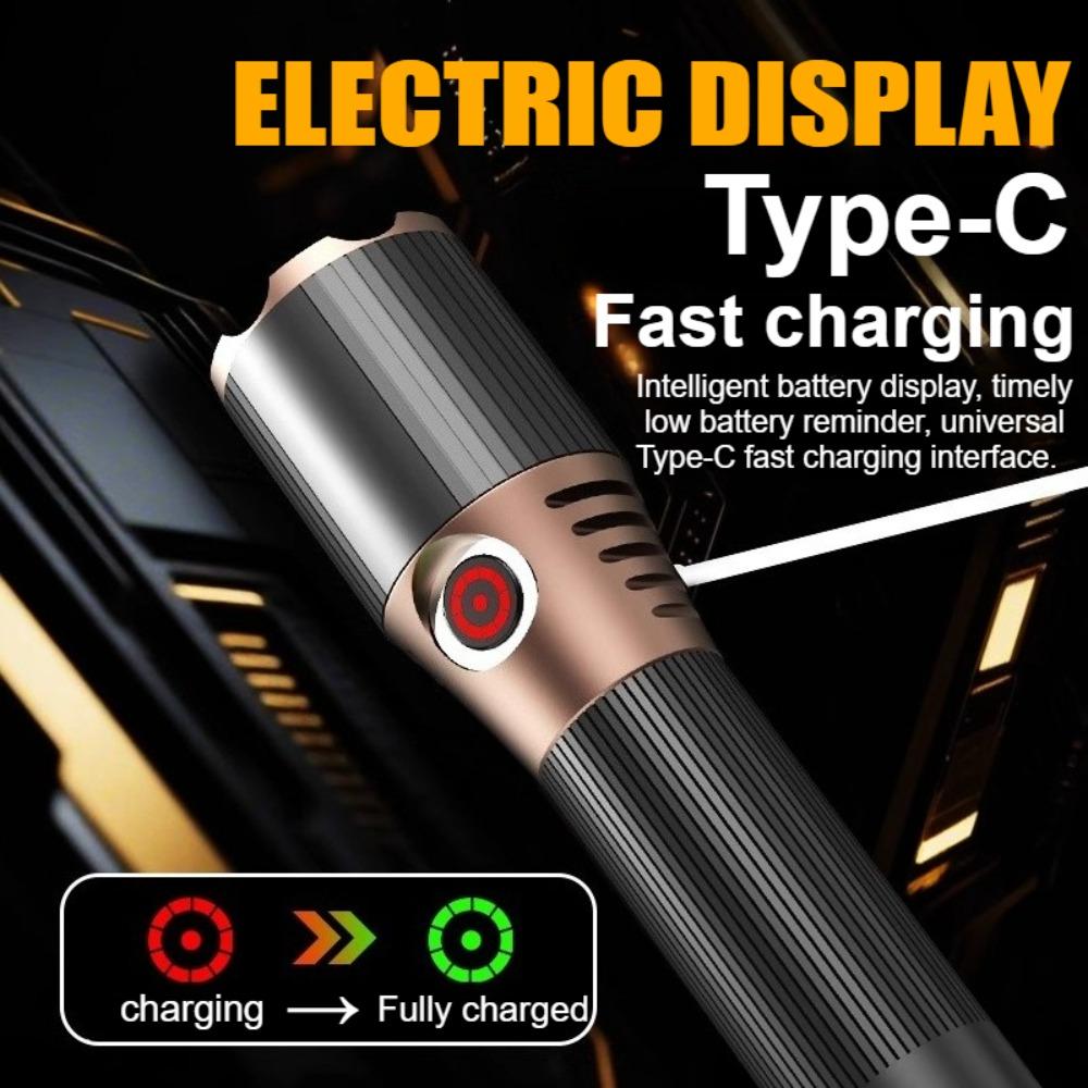 Powerful LED Flashlight White laser Floodlight Rechargeable18650 Spotlight Waterproof Zoom Fishing Hunting Emergency Hand Light