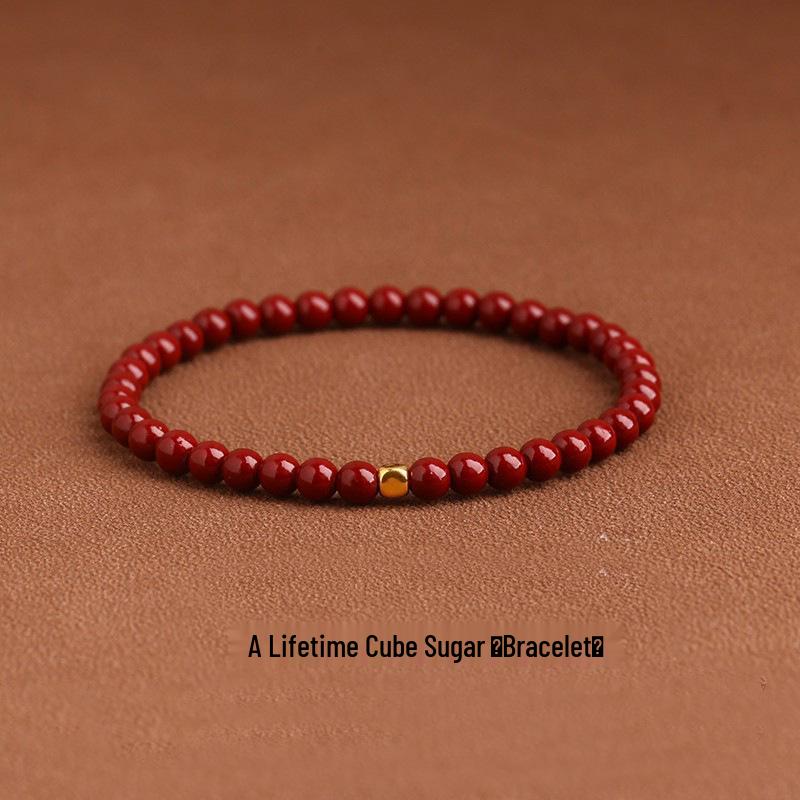 Year of the Rat Lucky Charm Bracelet: Cinnabar  Purple Gold Sand Design