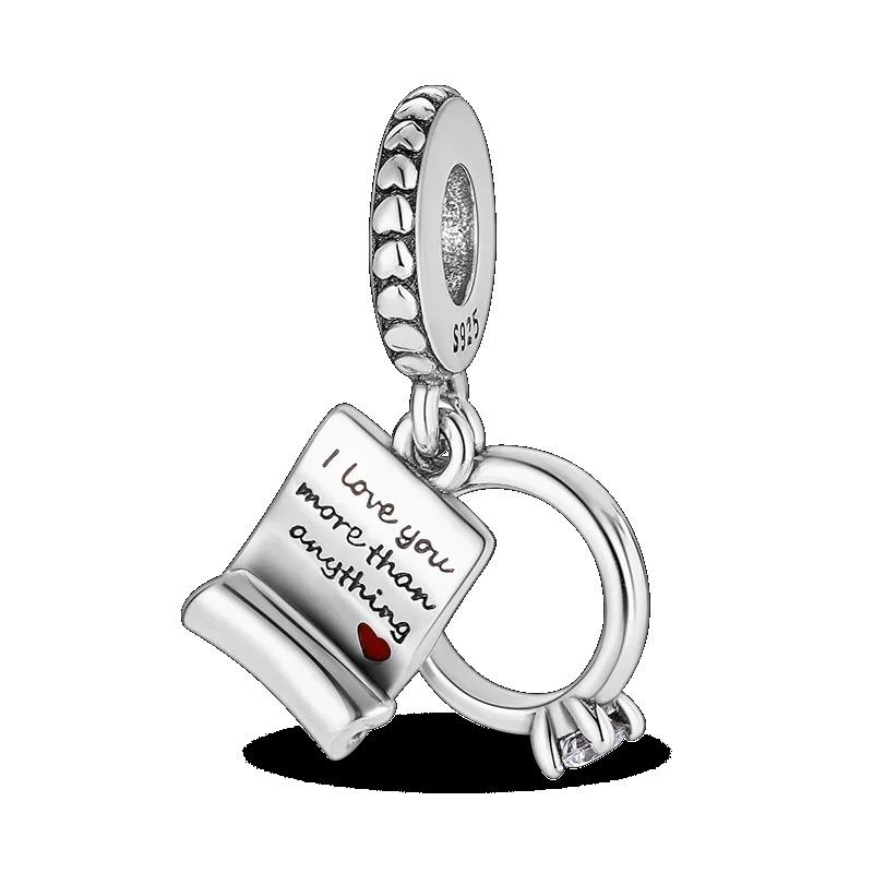 925 Silver Heart Mum Dangle Dream Catcher Charm DIY Jewelry For Women Original Bracelet Beads