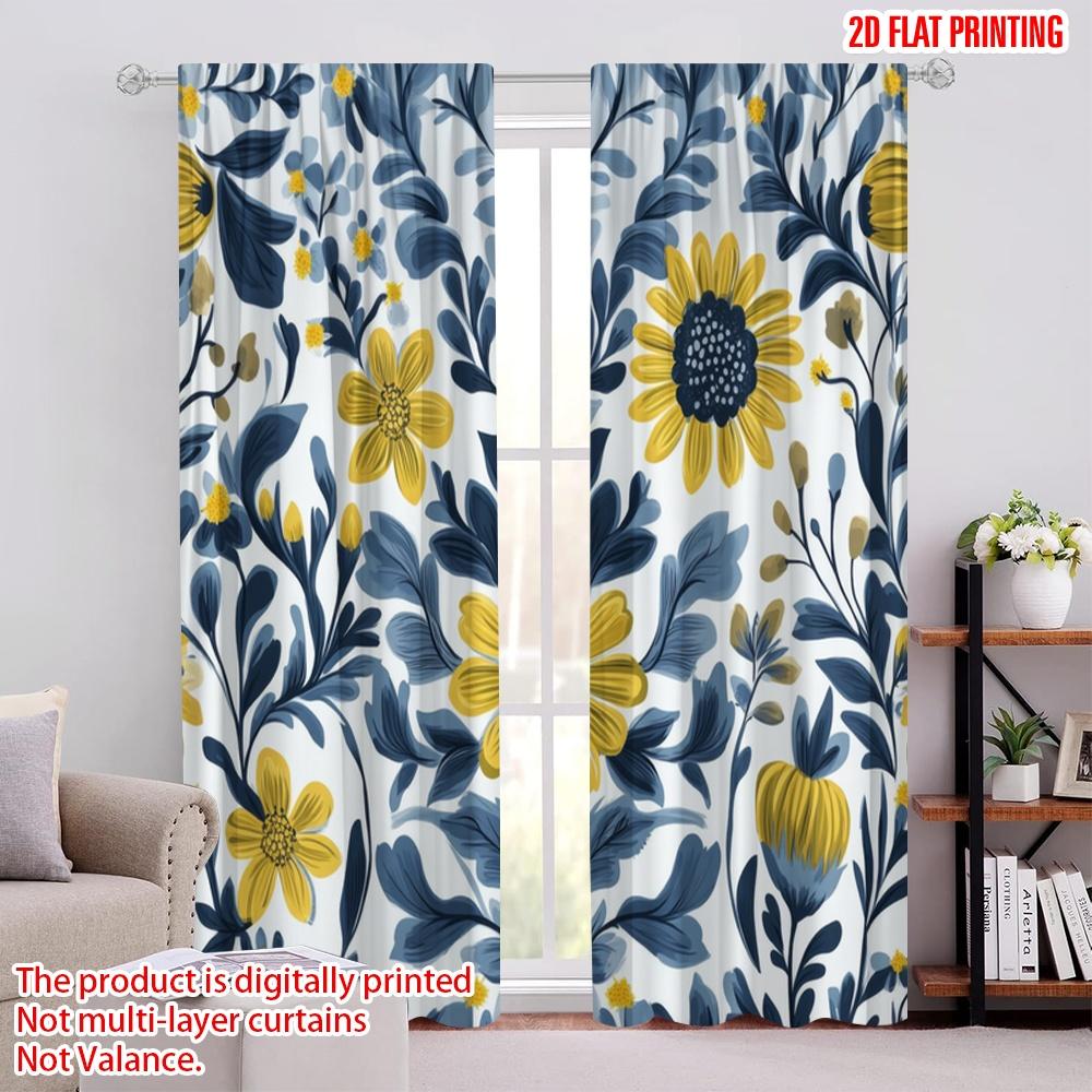 

2 шт., 2D-печать на плоскости Минималистичные шторы Цветочная гармония (2) Полиэфирная ткань (без удилища) Украшения для дома для 52.50 × 116.00 cm 2 pcs