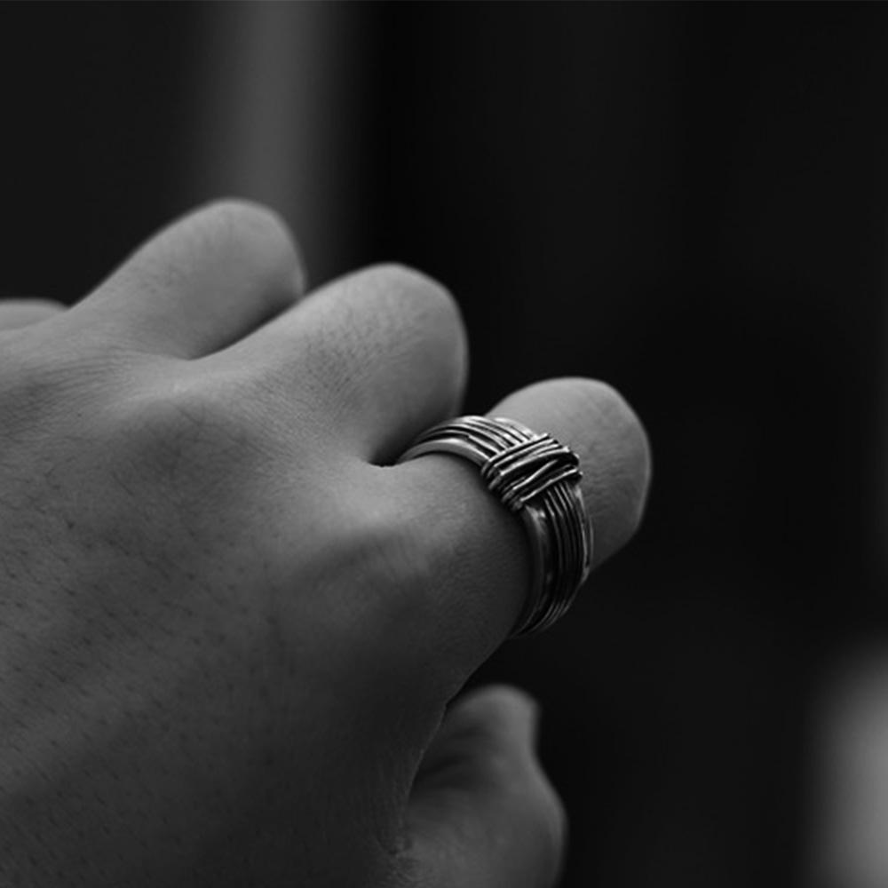 Retro Gebundene Seile Wickelnde Schnüre Ring Punk Gothic Offener Ring Für Männer Frauen Legierung Zirkon Unisex Designer Accessoires Liebhaber Geschenk