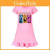 Kpop Demonenjager Meisje Korte Mouw Nachtkleding met Ruche Zoom voor Kinderkamer Comfort