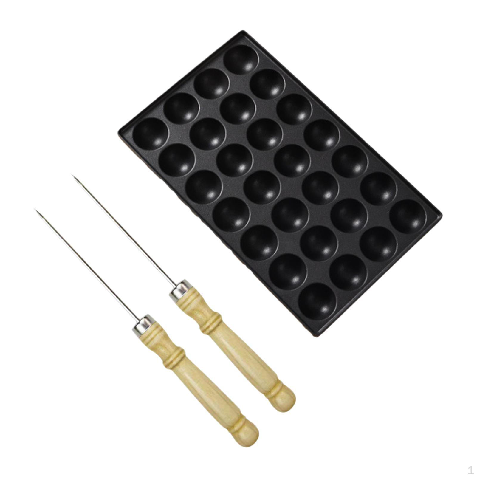 28 Holes Takoyaki Pan, Octopus Meatball Grill Pan with Picks for