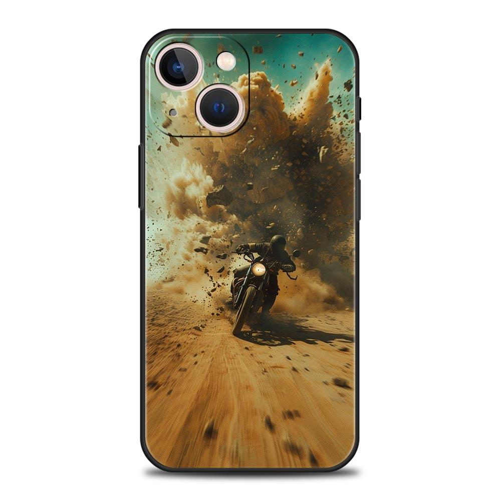 Moto Cross Motorcycle Sports Phone Case For iPhone 17 16 15 Pro Max 11 12 13 14 7 8 Plus SE 2020 X XR XS Cover Soft Black
