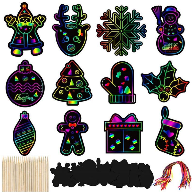 Cross-Border Christmas DIY Scratch Art Bookmarks for Kids - Holiday Gifts and Decorations