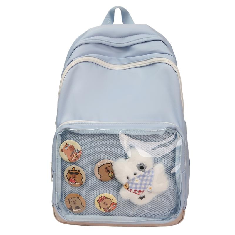 Middle School Student Backpack Solid Color Women's Large Capacity Schoolbag