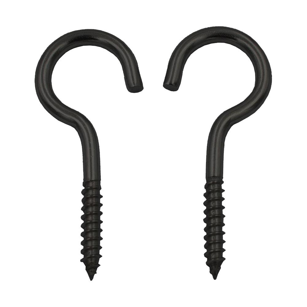 NINDEJIN 5-50pcs Screw Hooks Ceiling Cup Hook Black Zinc Plating Steel 1#-16# Screw Eyes for Hanging Lights Plant Hanger
