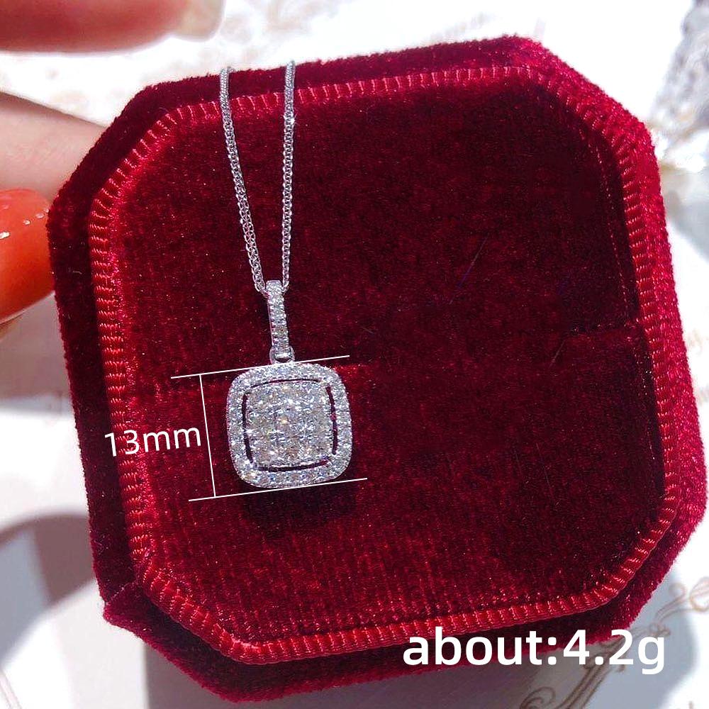 Exquisite Square Shaped Pendant Necklace with Dazzling CZ Fashion Wedding Neck Accessories Silver Color Jewelry for Women