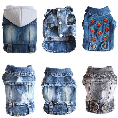 Abbigliamento per cani in denim Cappotto per cani da compagnia da cowboy Abbigliamento per cuccioli per cani di piccola taglia Giacca di jeans Cappotto per gilet per cani