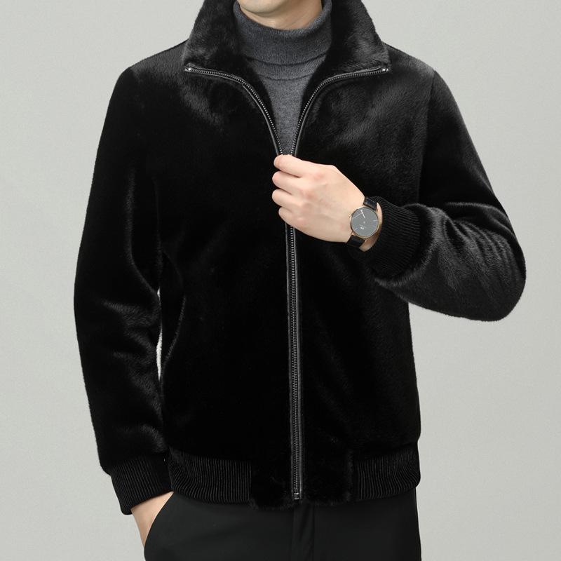 Men's Winter 2025 Sable Wool Jacket: Middle-aged Short Loose Lapel Coat