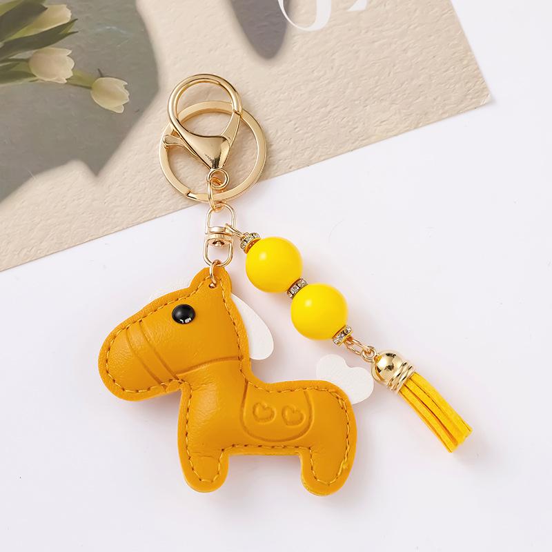 Cute Pony Keychain Creative Cartoon Leather Animal Pendant Keyring  Trendy Bag Charm Handbag Hanging Decoration Gifts