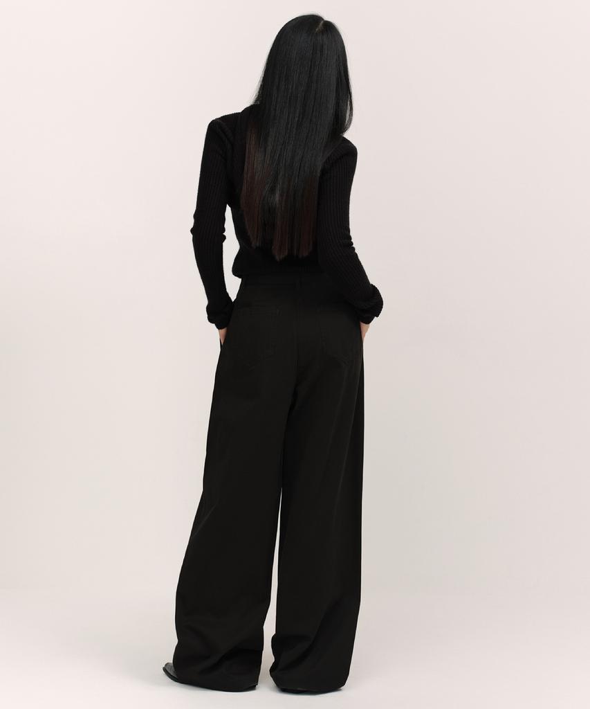 MUSINSA STANDARD WOMAN Women'S Deep Tuck Extra Wide Chino Pants [Black]