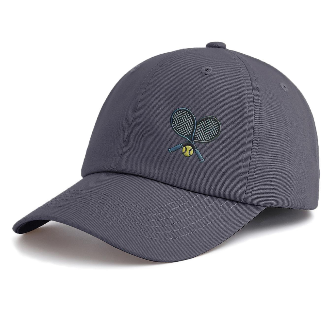

1pc TENNIS Print Baseball Cap for Adults,Minimalist Retro Style Casual Soft Adjustable Dad Hat,Perfect As Gift серый