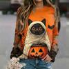 Women's Casual Halloween Print Raglan Long Sleeve Neck Sweatshirt Top