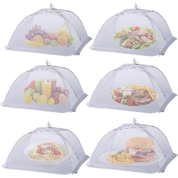7 Pack Food Covers for Outside Mesh, Food Nets for Outdoors Large Food Covers, Food Tents Screen Outside,Reusable Pop-Up Umbrella Food Nets for 6