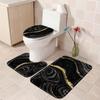 4Pcs Black Marble Shower Curtain Sets with Rugs Gold Bathroom Sets with Shower Curtain and Toilet Lid Cover Modern Bathroom Deco