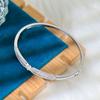 High-End S925 Silver Plain Bangle With Sparkling Zirconia Stylish Women Cuff Bracelet