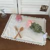 Korean Style Soft Flounced Lace Ruffle Placemats Non-Slip Dustproof Table Pads for Living Room Tea Table Decor