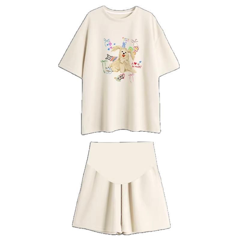 

Apricot Summer Maternity T-Shirt & Shorts Set - 2026 Fashion Pregnancy Activewear XL [130-145 Jin]