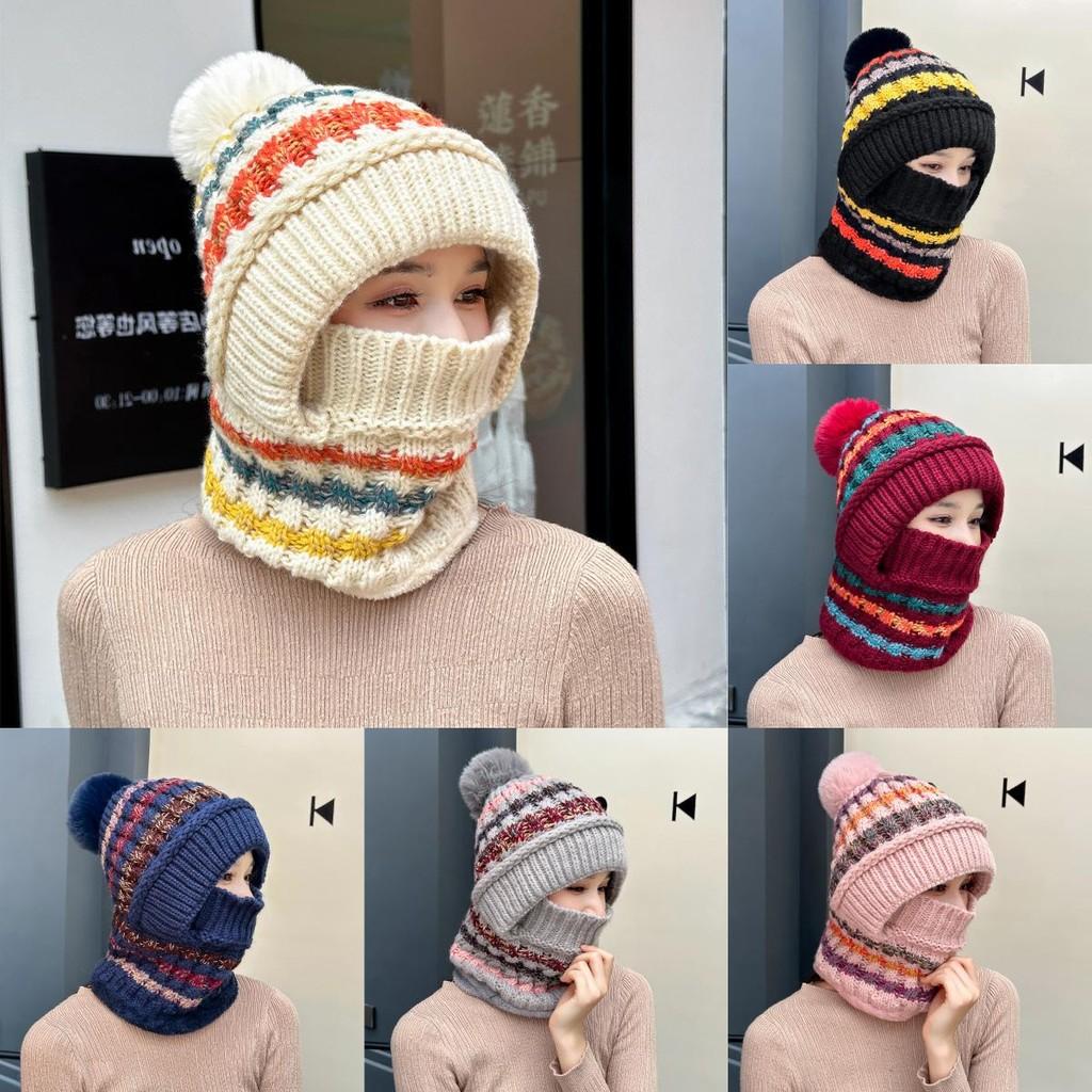 Knitted Winter Hat With Face Mask And Ear Cover For Women And Girls