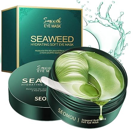 Cazuela Seaweed Under Eye Masks - 30 Pairs Eye Patches with Collagen, Hyaluronic Acid & Vitamins for Dark Circles, Puffy Eyes, Wrinkles, Moisturizi