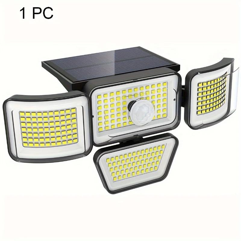 

Solar Motion Sensor Light 278LED Outdoor Wall Lamp 3 Modes 4-Head Safety Floodlight for Garden Channel Garage Street Lights Split-1pc