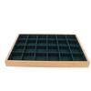 24 Grids Jewelry Tray Wooden Bracelet Necklace Display Storage Organizer for Showcase Drawer Green
