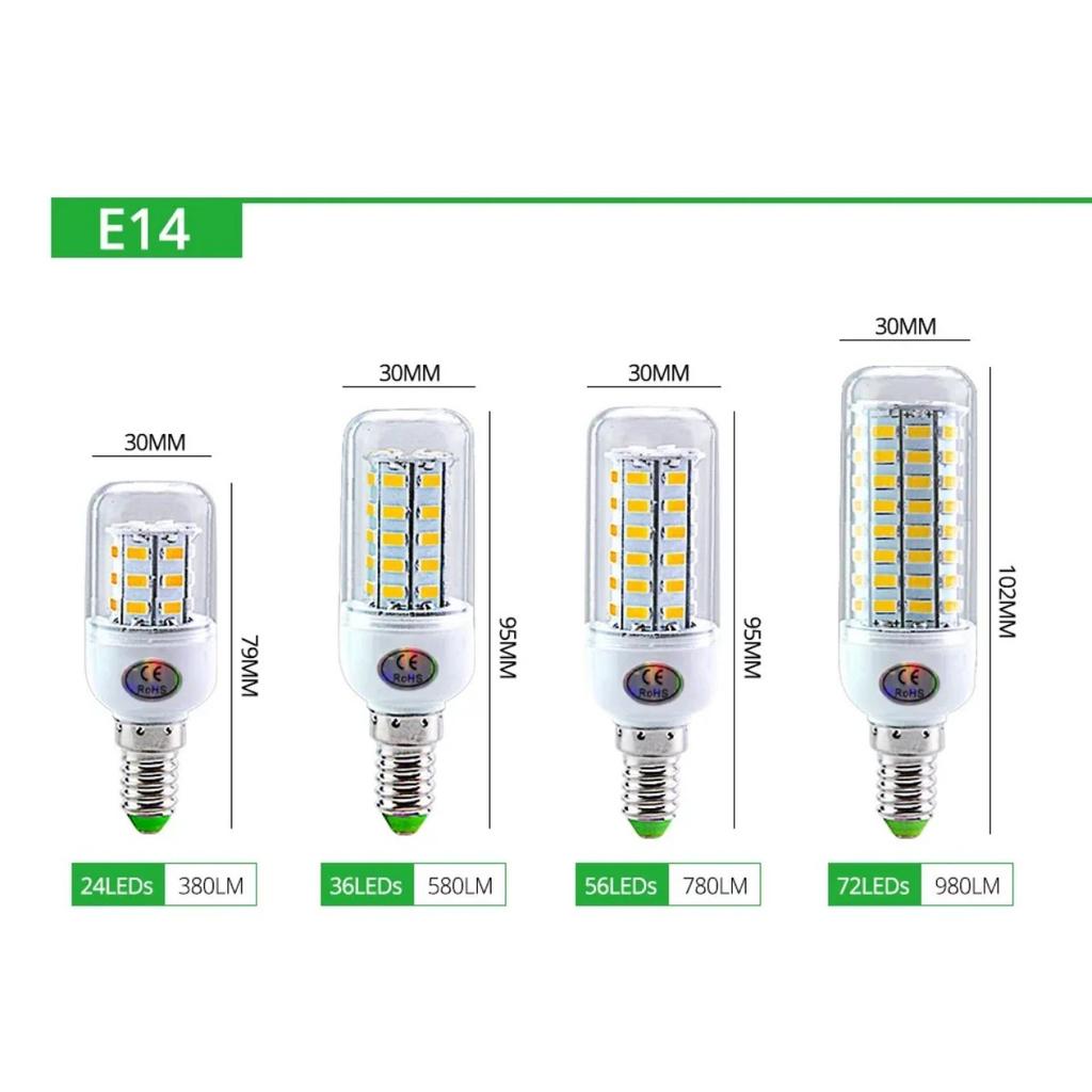 HOMZY E27 LED Lamp E14 LED SMD 5730 220V Corn Light Bulbs 24 36 56 72 LEDs Lamparas LED Chandelie For Home Decoration Ampoule Led Light
