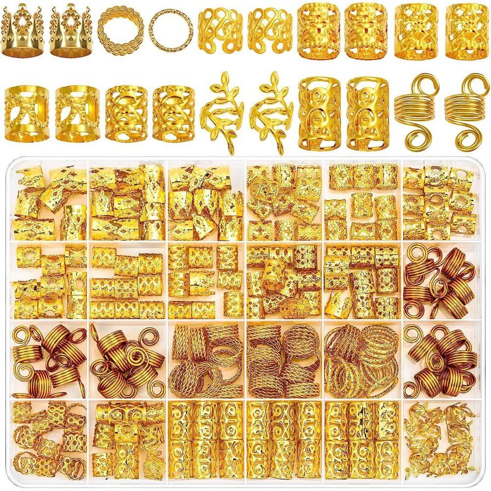 

220 шт. Грязные косички, манжеты для волос, зажимы, смешанные трубки для косичек, металлическое кольцо для волос для женщин и девочек