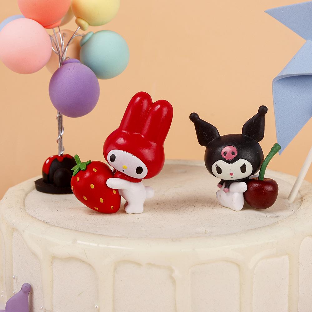 5pcs/set Cute Melody Kuromi Fruits Sereis Anime Action Figure Adorable Hobby Toys Cartoon Desktop Decoration Toy Gift